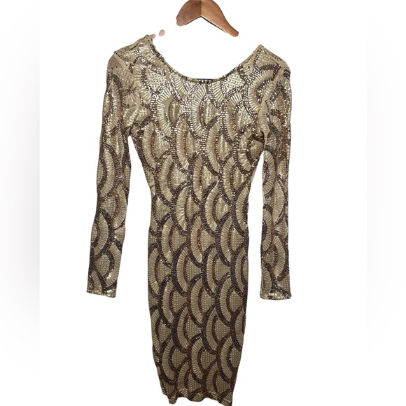 Windsor Champagne Sequin Embellished Dress Mini Bodycon S - Picture 1 of 5